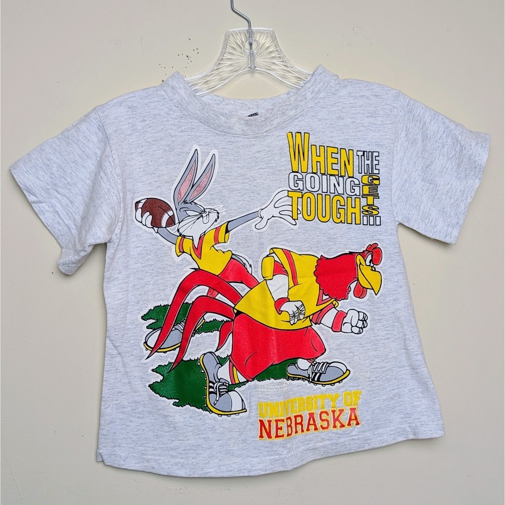 Vintage University Nebraska Taz Bugs Tough Get Going Single Stitch Youth 5-6